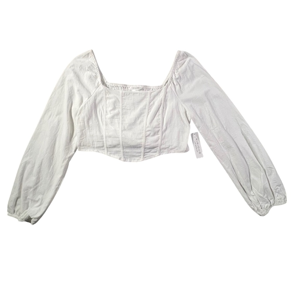 NWT Kirious White Corset Crop Top Womens XL Cotton Coquette Renaissance Milkmaid